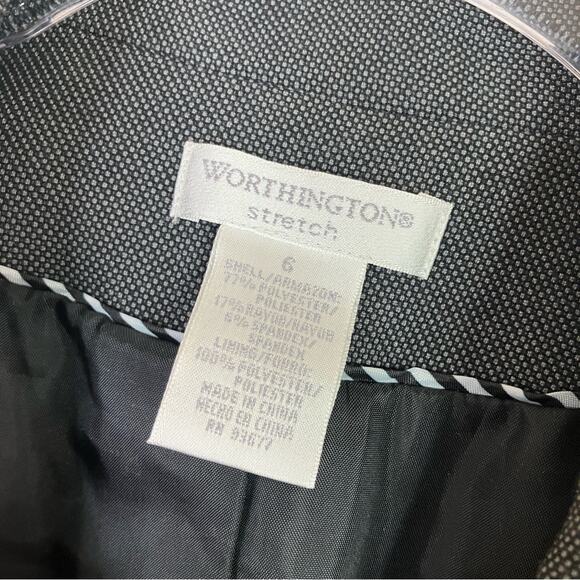 Worthington | Dark Gray Stretch Single Button Blazer Polyester Blend 6 - Picture 5 of 6